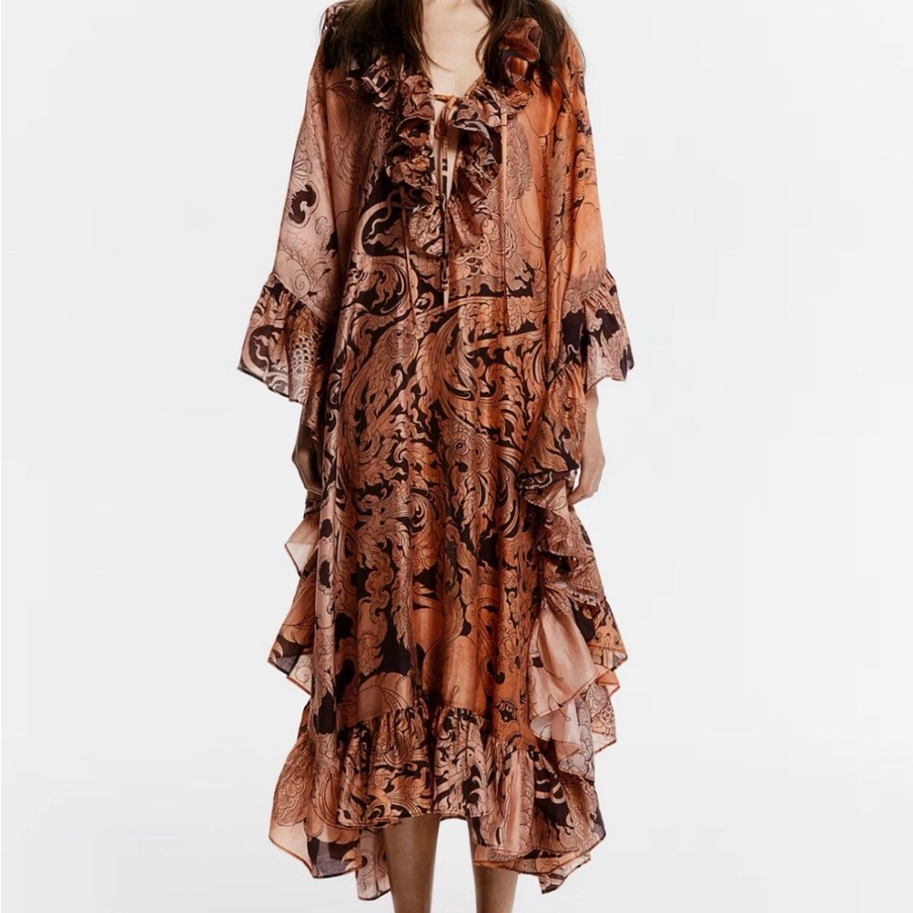 H&M x THE WHITE LOTUS RUFFLED KAFTAN DRESS - One Size